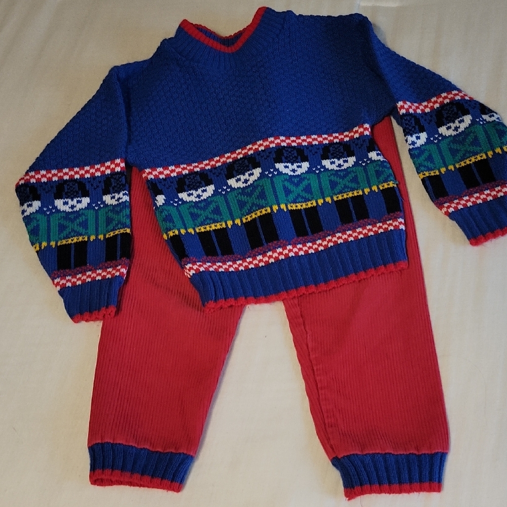Vtg The Club House Holiday Nutcracker Sweater Set Sz 3T